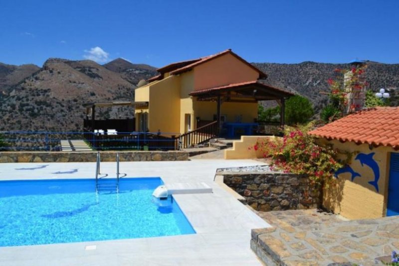 Epano Elounda MIT VIDEO! Kreta, Epano Elounda: Exquisite Villa am Hang mit Pool und Meerblick über die Bucht zu verkaufen Haus kaufen